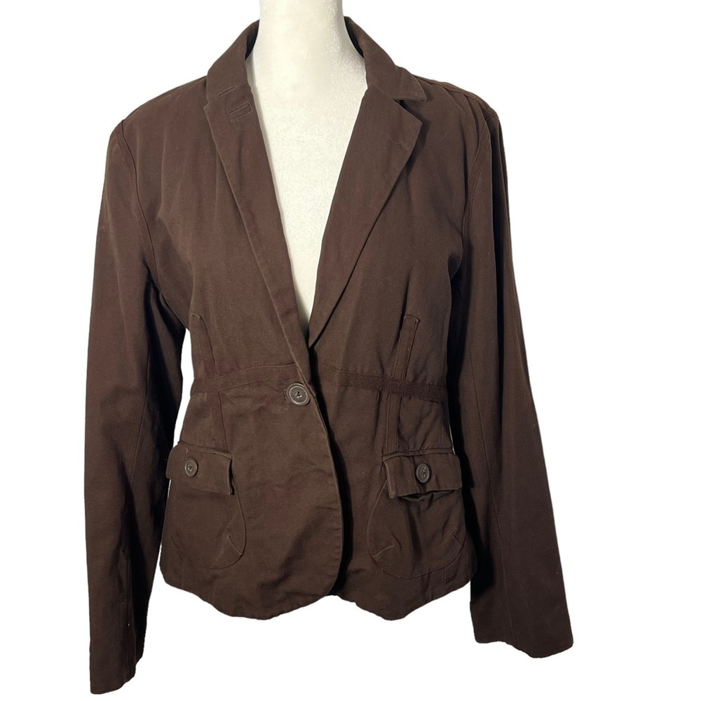 CAbi Brown Cotton Blazer Style Jacket, Size 8